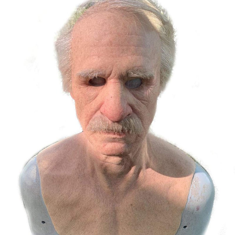 MOYEE Halloween Human Face Old Man Mask Scary Latex Full Head Masks for Men Women Halloween Chrismas Parties (A) - Image 1