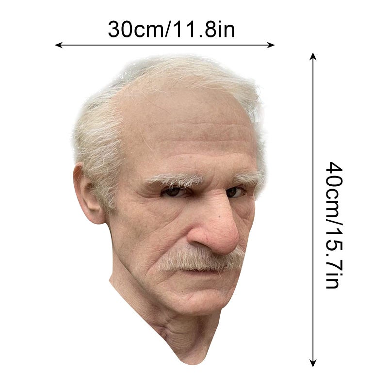 MOYEE Halloween Human Face Old Man Mask Scary Latex Full Head Masks for Men Women Halloween Chrismas Parties (A) - Image 2