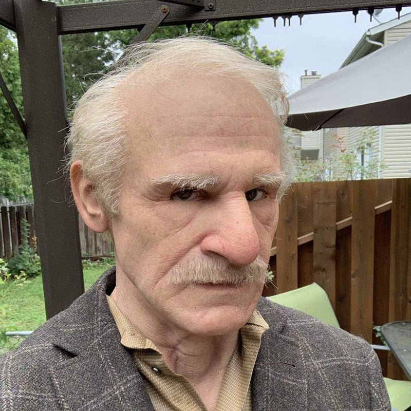 MOYEE Halloween Human Face Old Man Mask Scary Latex Full Head Masks for Men Women Halloween Chrismas Parties (A) - Image 3
