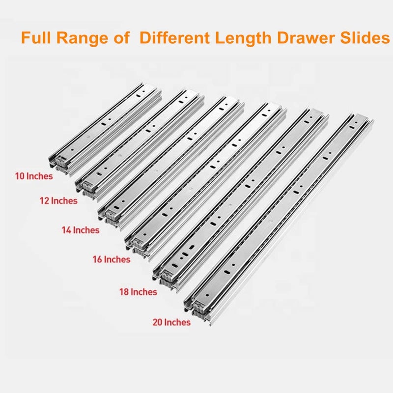 JIEYUAN 5 Pairs of 14 Inch Full Extension Drawer Glides 3-Section 100 LB Capacity Side Mount Ball Bearing Undermount Drawer Slides Rails Cabinet Drawer Slides (5 Pairs 14"L) - Image 3