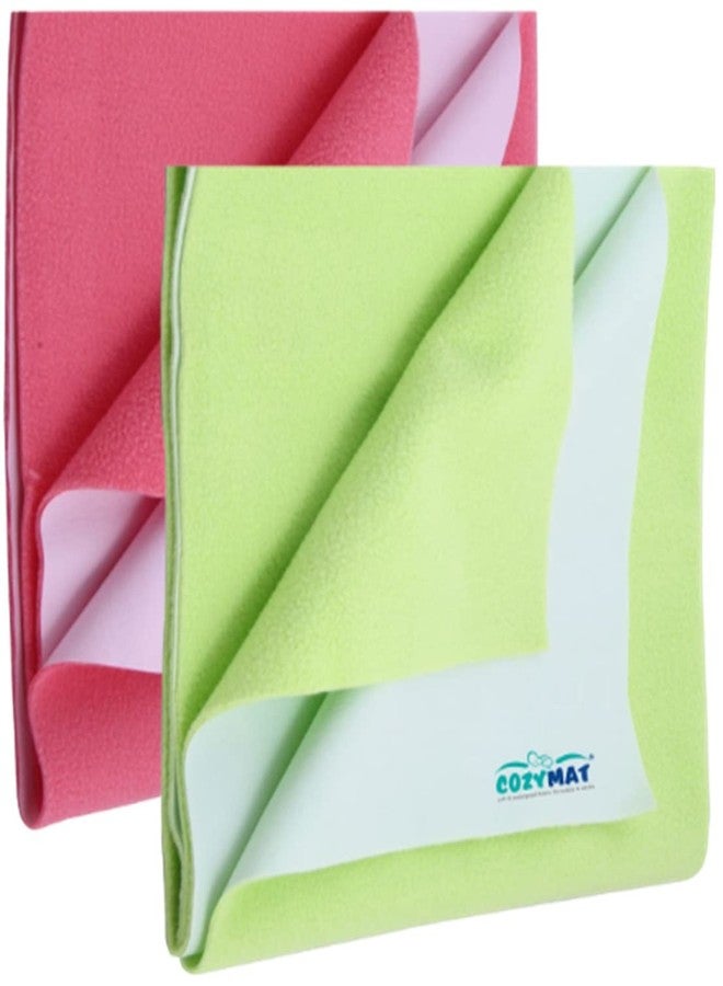 Newnik Cozymat Quick Oeko Tex Approved Dry Sheet/Bed Protector for New Born, Toilet Training Toddler, Old Age & New Moms (Large (140cm x 100cm), Salmon Rose + Lemon Green) - Image 1