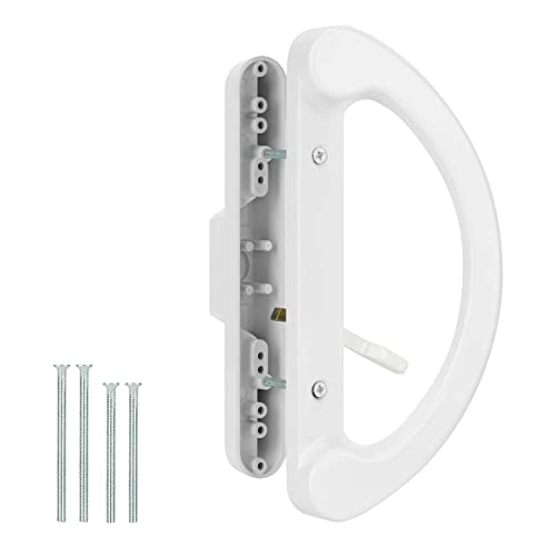 HILLMASTER Patio Sliding Glass Door Handle Replacement Set Mortise Style Reversible Design Non-keyed Sliding Patio Door Handles, White Diecast Finish Fits 3-15/16” Screw Hole Spacing - Image 1