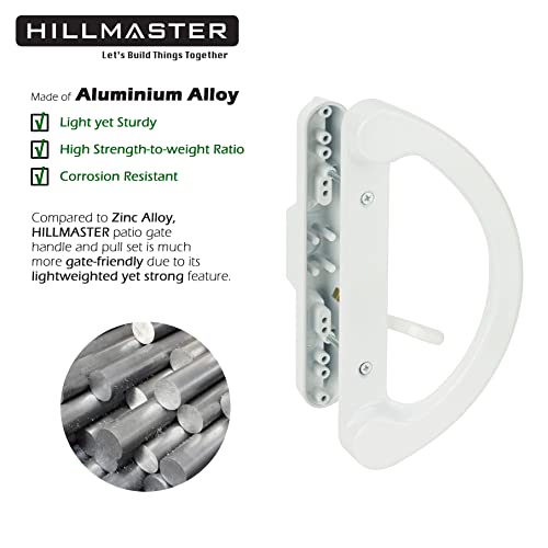 HILLMASTER Patio Sliding Glass Door Handle Replacement Set Mortise Style Reversible Design Non-keyed Sliding Patio Door Handles, White Diecast Finish Fits 3-15/16” Screw Hole Spacing - Image 2