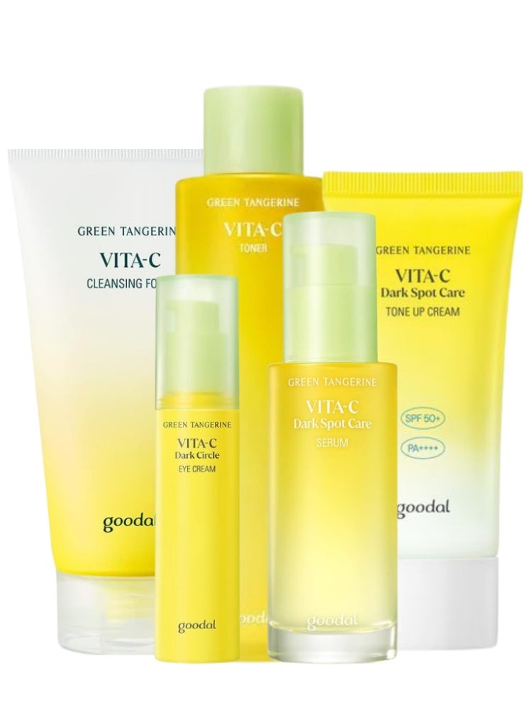 Goodal Green Tangerine Vitamin C 5-Step Set – Cleanser, Toner, Serum, Tone Up & Eye Cream for Glow & Dark Spots - Image 1