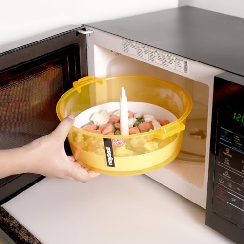 Nayasa Plastic Microwave 4 in 1 Steam Idli Maker | Makes 12 idlis | Microwave Dhokla Maker | Vegetable Steamer Veg & Fruit Strainer | Orange - Image 4