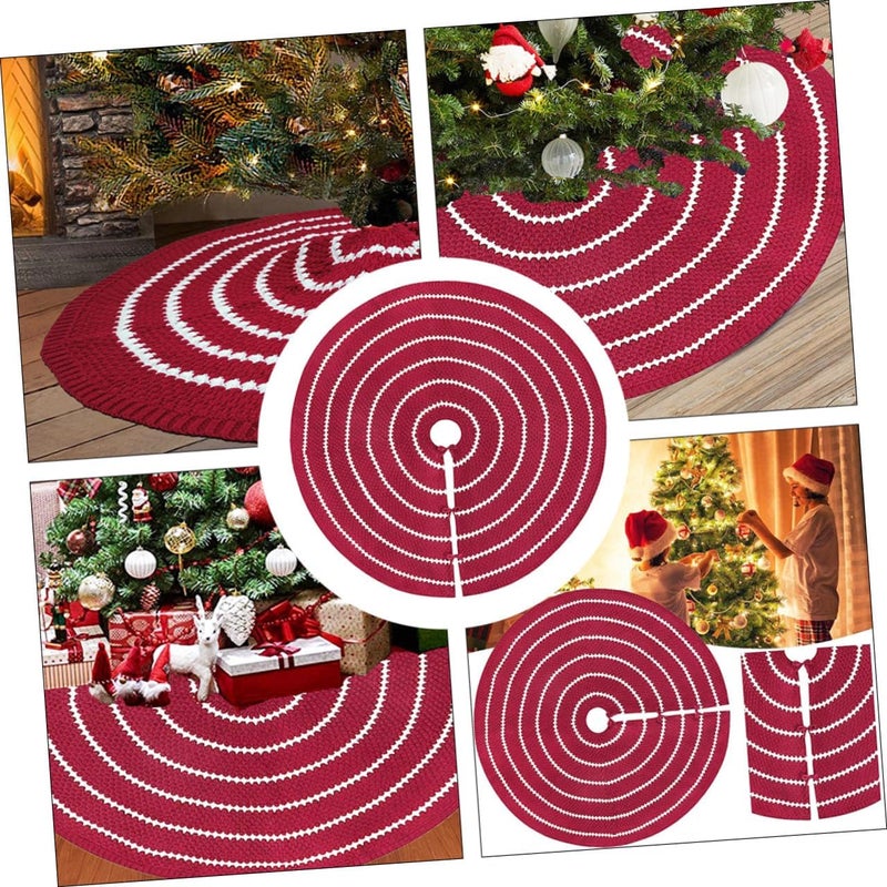 Ready order processing Holibanna Knitted Xmas Tree Skirt Apron 122cm Red Acrylic Xmas Tree Skirt Decoration Mat for Holiday Christmas Home Seasonal Décor Fade proof All region coverage All territory compatible build General standard compliant quality Wide daily application Economical varied design options Multi-demand compliant quality Hardened processed substance Precision made Globally selected raw material Worldwide popular practical build Modern versatile shape Pop-area nearby warehouse Bug proof seal Stable domestic stock Domestic distribution ready Multi-demand satisfied design Multi-hub shipment dispatch Reinforced edge Global simple assemble options Globally popular universal design Gulf climate tested upgraded quality Simple multi-feature universal build Riyadh Jeddah Dammam ship - Image 3