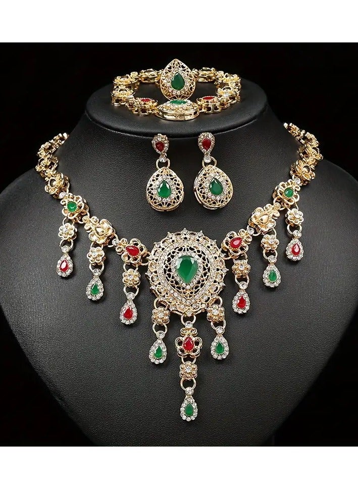 4 Piece Necklace Earrings Ring Bracelet Set Delicate Jewelry Set Perfect Jewelry Set for Ladies to Give to Girlfriends, Wife, Mother, Bridesmaids, Wedding Party Accessories  - Image 2