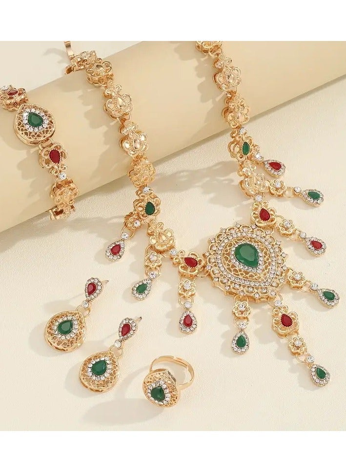 4 Piece Necklace Earrings Ring Bracelet Set Delicate Jewelry Set Perfect Jewelry Set for Ladies to Give to Girlfriends, Wife, Mother, Bridesmaids, Wedding Party Accessories  - Image 3