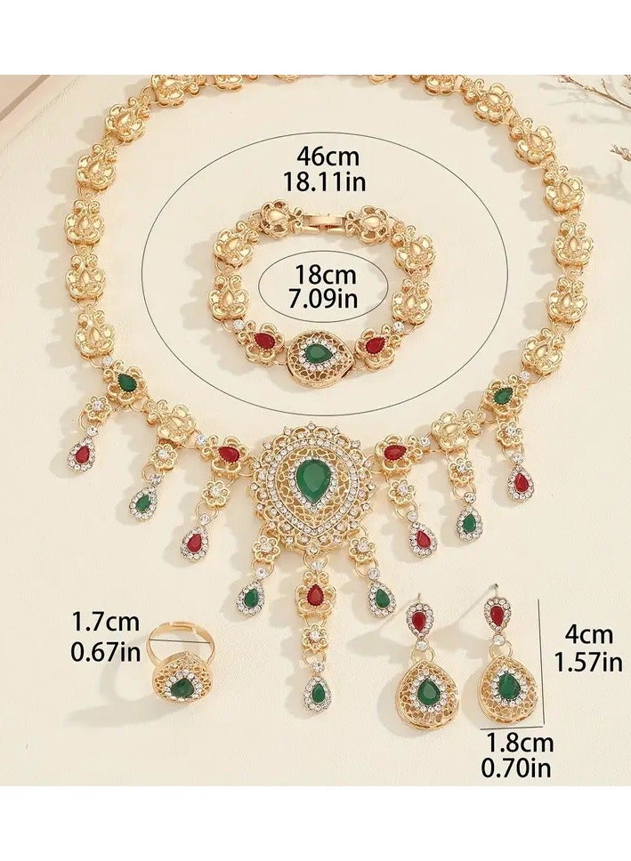 4 Piece Necklace Earrings Ring Bracelet Set Delicate Jewelry Set Perfect Jewelry Set for Ladies to Give to Girlfriends, Wife, Mother, Bridesmaids, Wedding Party Accessories  - Image 5