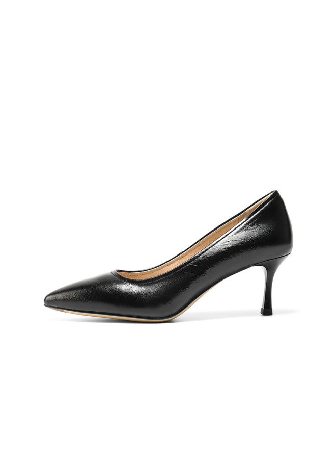 Belle Women's Commuter High Heels Spring  Genuine Leather Formal Shoes Jd013aq6 Black Size 37 - Image 2