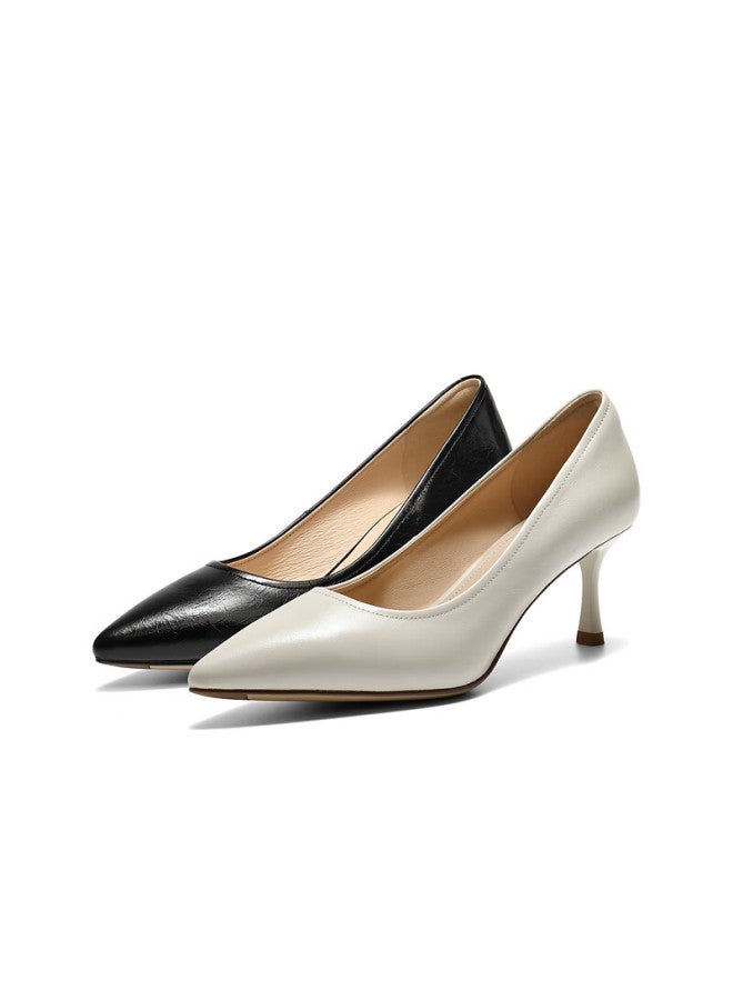 Belle Women's Commuter High Heels Spring  Genuine Leather Formal Shoes Jd013aq6 Black Size 37 - Image 5
