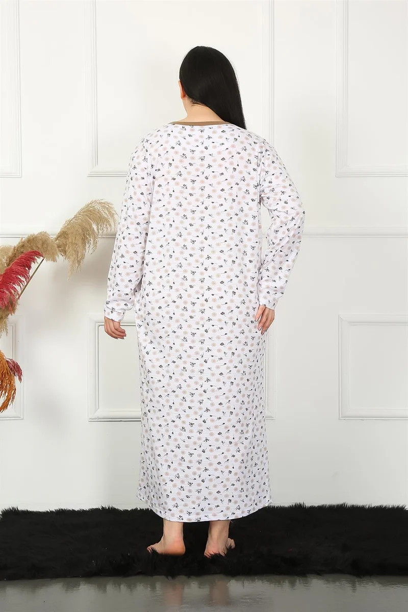 اكبينيز Big Long Sleeve Beige Mother Nightgown 1357