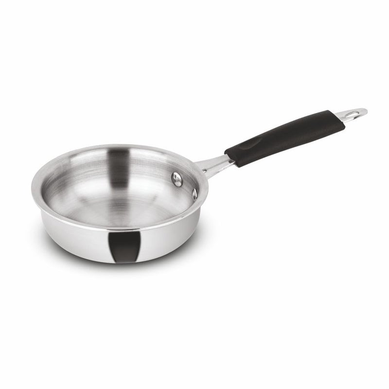 Orange Triply Stainless Steel Mini/Baby/Small Sized (Cute Fry Pan 450 ML) | Heavy Bottom | Induction Friendly | 2.5mm Thickness | Cool Touch Bakelite Stainless Steel Handle | 5Year Warranty - Image 1