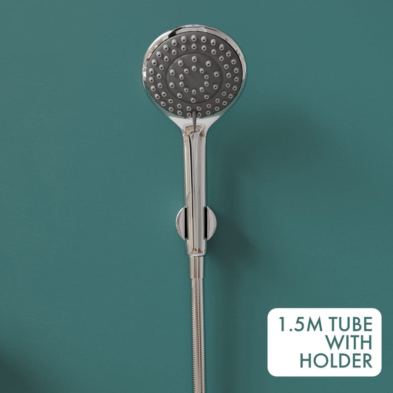 ZAP SKODA Series 100% High Grade Brass 3 in 1 Wall Mixer with Shower Arms & Head | Multi Flow Hand Shower with 1.5 Meter Flexible Tube (Chrome) - Image 2