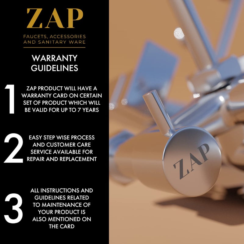 ZAP SKODA Series 100% High Grade Brass 3 in 1 Wall Mixer with Shower Arms & Head | Multi Flow Hand Shower with 1.5 Meter Flexible Tube (Chrome) - Image 5