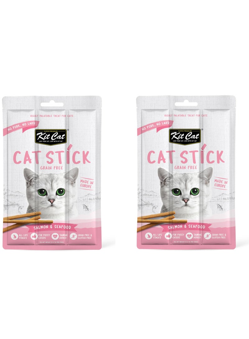 Kit Cat Grain Free Cat Stick Salmon & Seafood 15g - 2 piece - Image 1