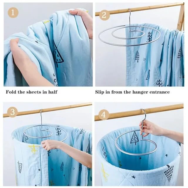 GLITZ®️ Set of 2 Round Clothes Drying Stands | Laundry Hangers for Bed Sheets Blankets Mattresses and Towels | Durable Iron Construction | Space Saving and Foldable (White) - Image 5