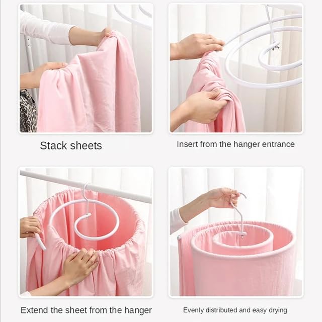 GLITZ®️ Set of 2 Round Clothes Drying Stands | Laundry Hangers for Bed Sheets Blankets Mattresses and Towels | Durable Iron Construction | Space Saving and Foldable (White) - Image 3