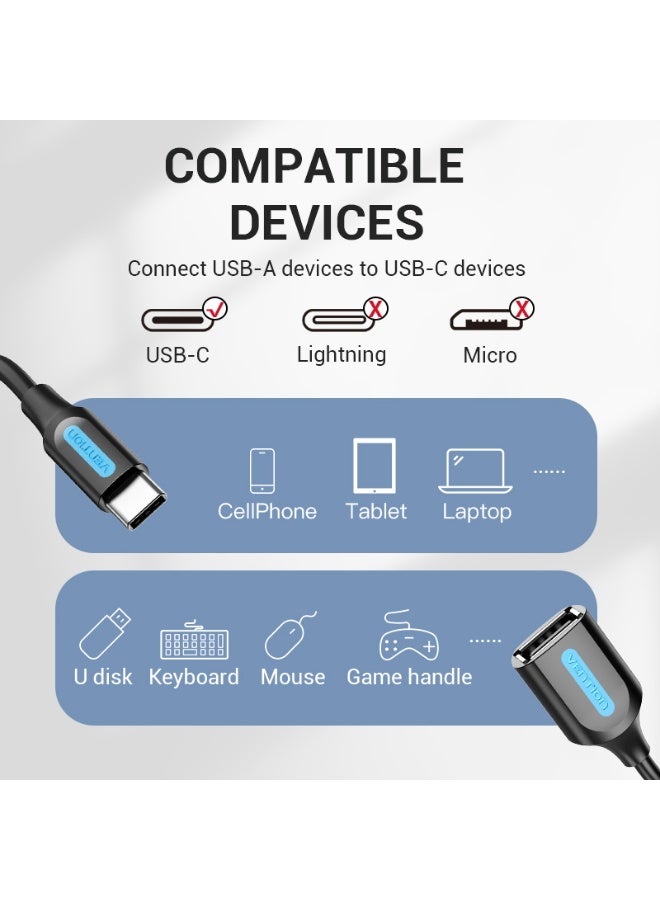 VENTION USB 2.0 C Male to A Female OTG cable 0.15M Black PVC Type Model # CCSBB - Image 3