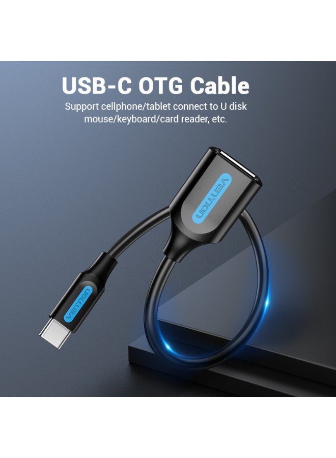 VENTION USB 2.0 C Male to A Female OTG cable 0.15M Black PVC Type Model # CCSBB - Image 2