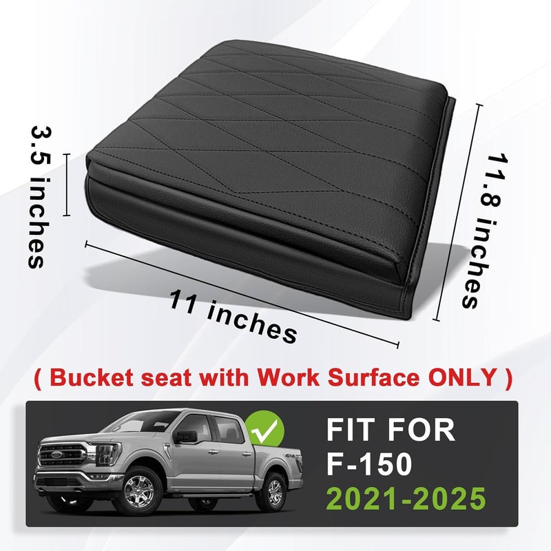 Muslogy Center Console Armrest Cover Fit for Ford F-150 F150 2021-2025 2026 Accessories, Comfort Armrest Pad Console Lid Cushion Vegan Leather 1-Inch Extra Thick(WorkSurface ONLY) - Image 2