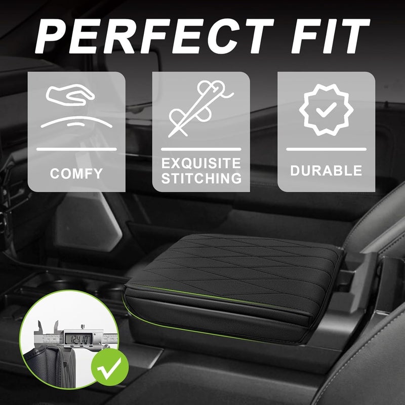 Muslogy Center Console Armrest Cover Fit for Ford F-150 F150 2021-2025 2026 Accessories, Comfort Armrest Pad Console Lid Cushion Vegan Leather 1-Inch Extra Thick(WorkSurface ONLY) - Image 5
