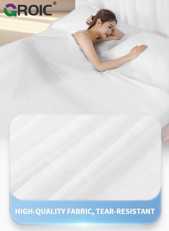 GROIC Disposable Bed Sheets,Disposable Sleeping Bag,Disposable Fitted Sheets Travel Bedding Cover for Hotel, Sheet with Quilt and Pillowcase  - Image 4