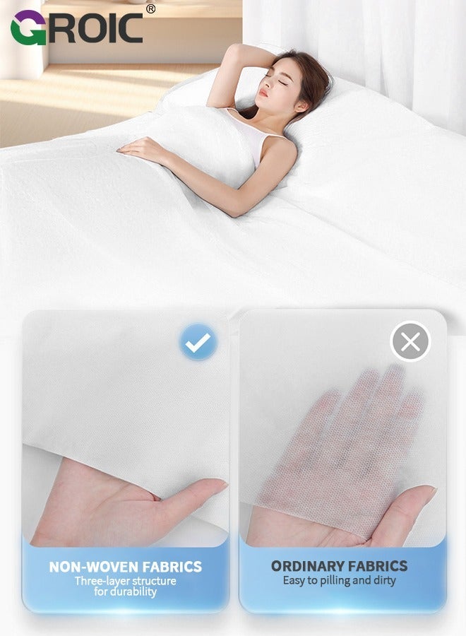 GROIC Disposable Bed Sheets,Disposable Sleeping Bag,Disposable Fitted Sheets Travel Bedding Cover for Hotel, Sheet with Quilt and Pillowcase  - Image 3