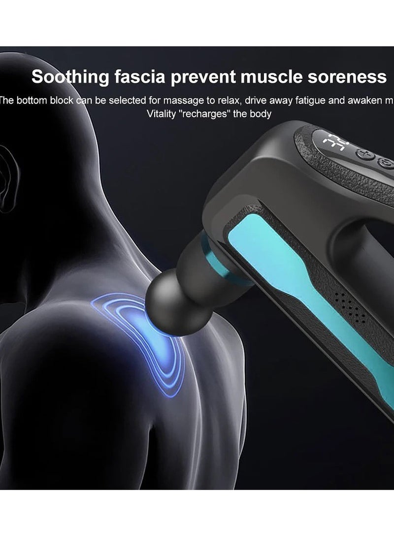 Triangular Fascial Massager - 10 Replaceable Heads, 32 Vibration Gears Massage Gun for Deep Tissue Muscle Therapy, Portable with LCD Display and Type-C Charging, Noise Reduction Technology, Pain Relief Body Electric Massager, Foot Massager, Head Massager, Mini Massage Gun