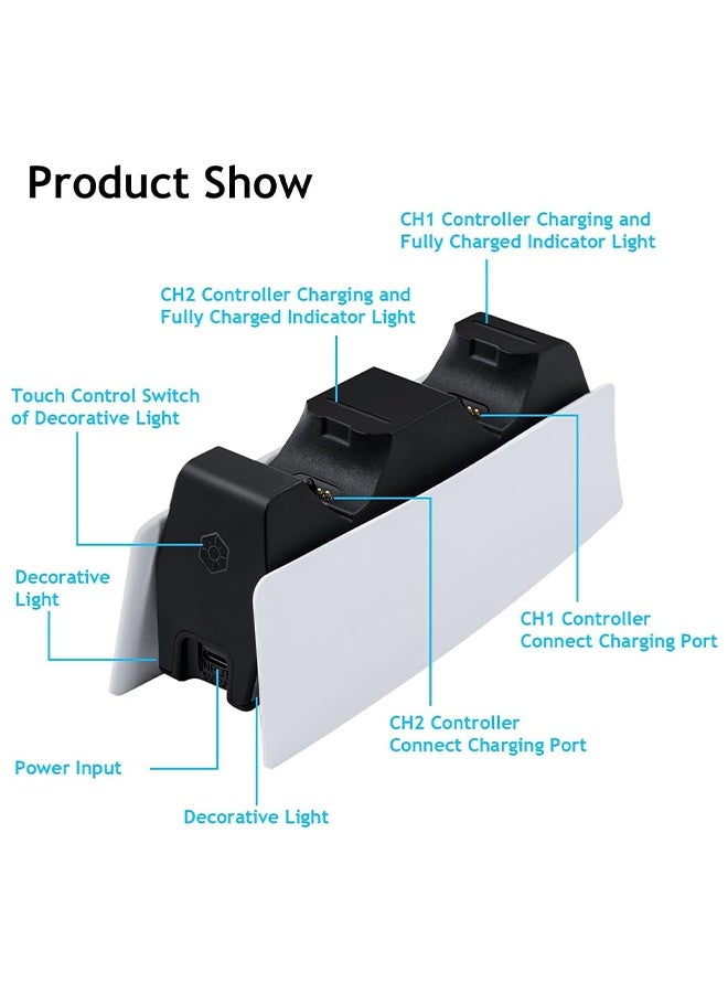Honcam PS5 Controller Charging Station, Fast PS5 Controller Charger for Playstation 5 Dualsense Controller, USB Type C Charging Dock with LED Indicator - Image 5