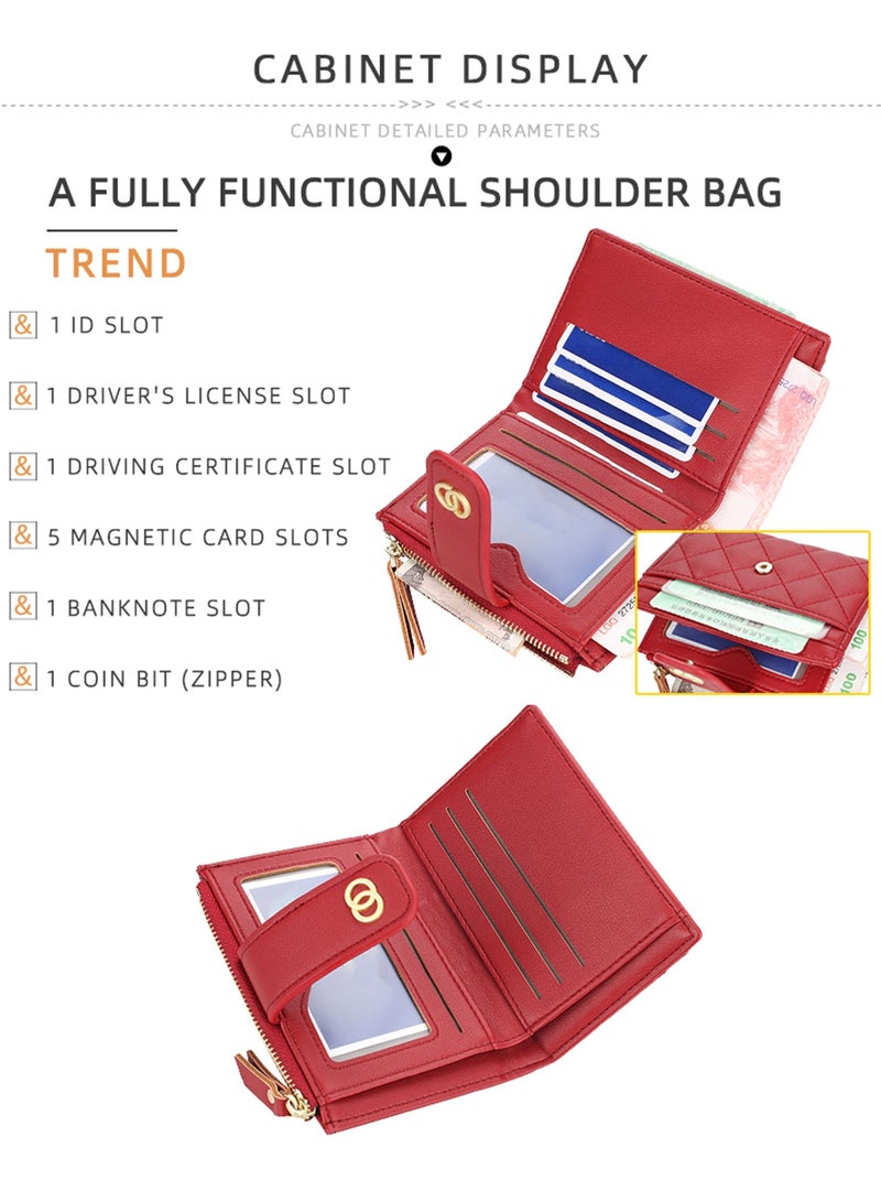 Rock Pow Small Wallets for Women Slim Bifold Credit Card Holder Minimalist Zipper Coin Pocket - Image 5