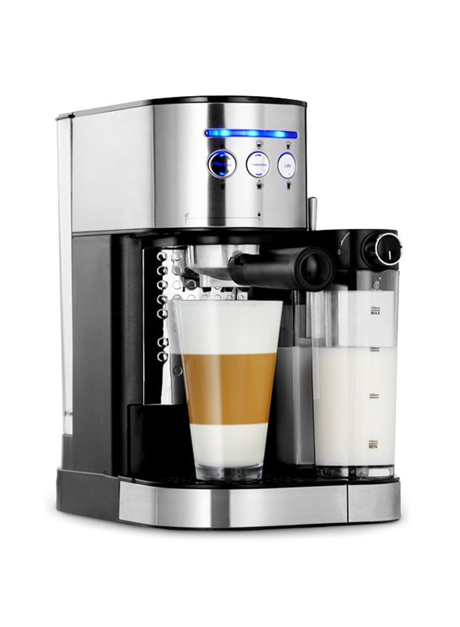 ALSAIF-ELEC Espresso Cappuccino Latte Coffee Maker 1.2 L 1470 W E03429 Silver/Black - Image 2