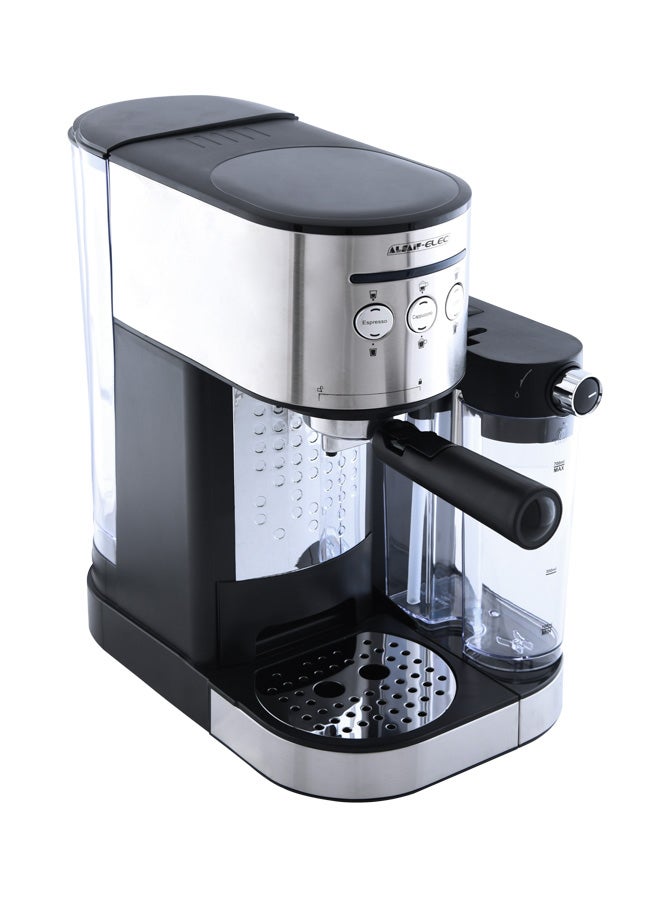 ALSAIF-ELEC Espresso Cappuccino Latte Coffee Maker 1.2 L 1470 W E03429 Silver/Black - Image 1