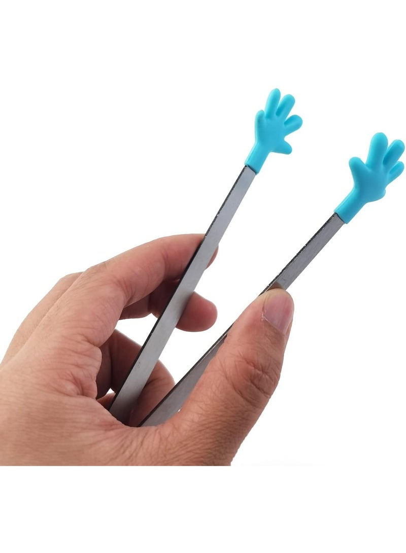 Mini ice tongs, 3 multi-functional colors with a non-slip hand shape, silicone dessert tongs for mixing food, desserts, bread, cakes, kitchen, and weddings - Image 4