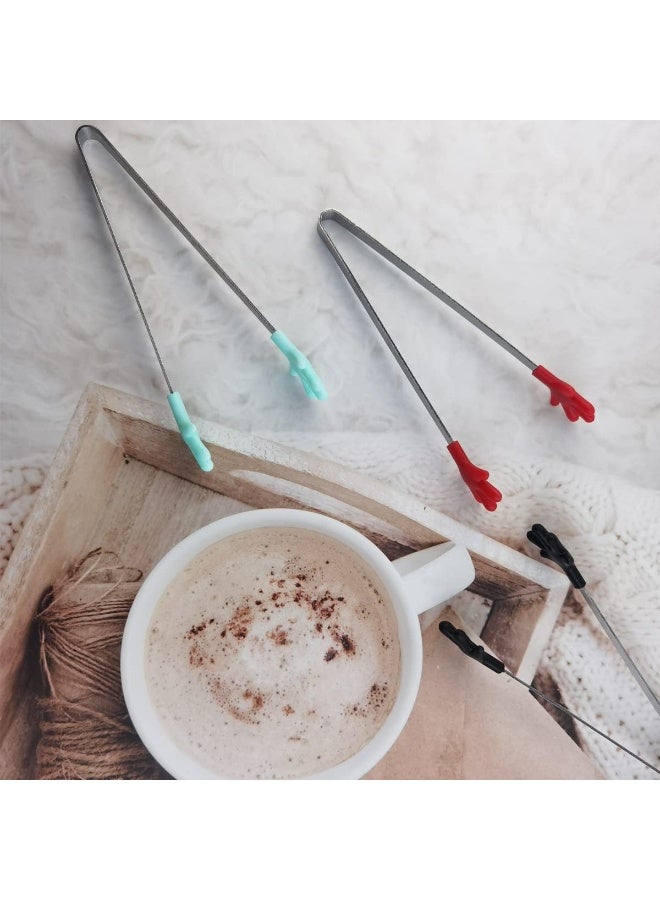 Mini ice tongs, 3 multi-functional colors with a non-slip hand shape, silicone dessert tongs for mixing food, desserts, bread, cakes, kitchen, and weddings - Image 5