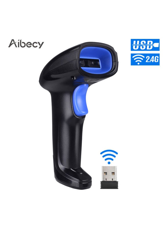 ماسح باركود لاسلكي مع جهاز استقبال بمنفذ USB الأسود / الأزرق - Image 1