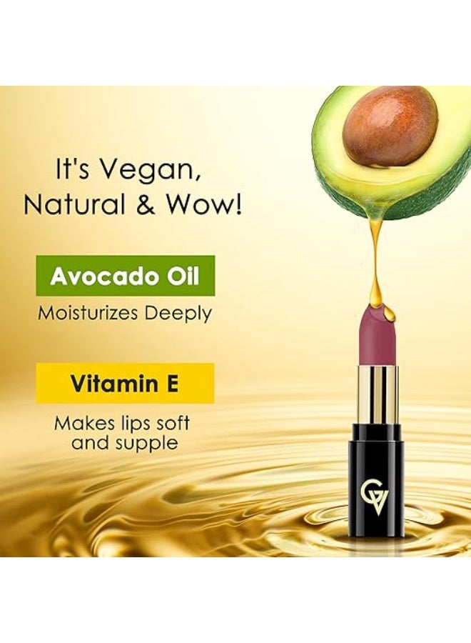 Good Vibes HydraGlow Creme Lipstick - Mulberry Mauve (4.2g) | Satin Finish | Lightweight | Long Lasting | Highly Pigmented Intense Color | Avocado Oil & Vitamin E - Image 3