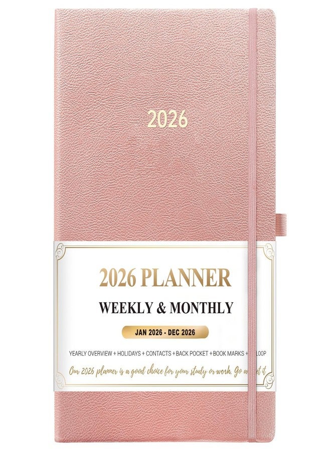 Vondafe 2026 Planner - Planner 2026 Weekly and Monthly, Jan.2026 - Dec.2026, 8.35" x 5.75", 2026 Weekly & Monthly Planners with Hardcover, Tabs, Holidays, Daily Organizer - Pink - Image 1