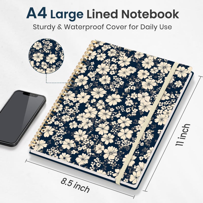 Taja Large Spiral Lined Journal for Women, 8.5" x 11" Notebooks for Work Collge Ruled, A4 Aesthetic Cute Journaling Notebooks for Writing, Plastic Cover, Daisy Garden - Image 5