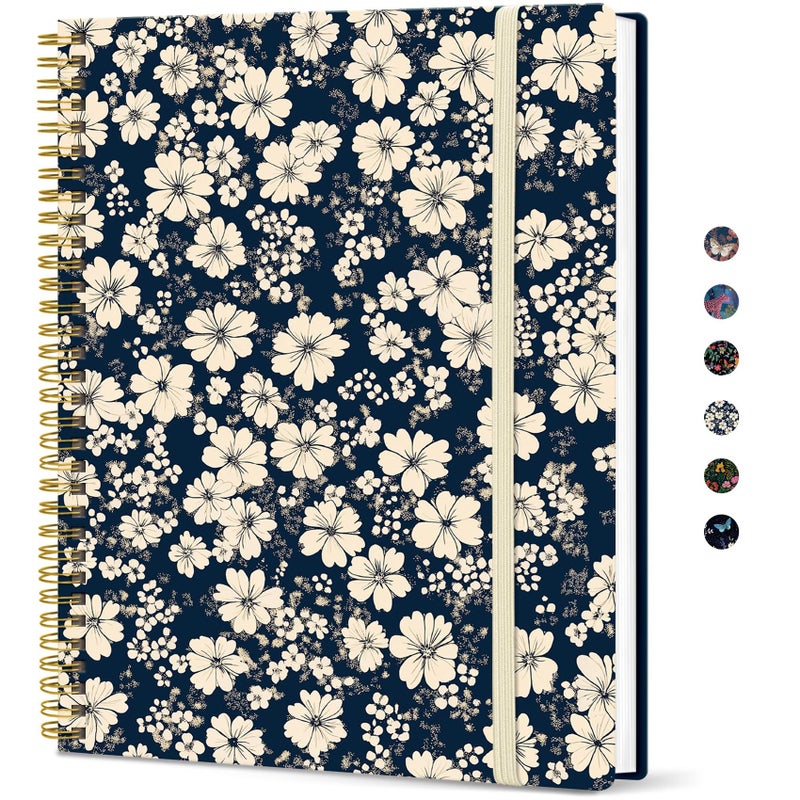 Taja Large Spiral Lined Journal for Women, 8.5" x 11" Notebooks for Work Collge Ruled, A4 Aesthetic Cute Journaling Notebooks for Writing, Plastic Cover, Daisy Garden - Image 1
