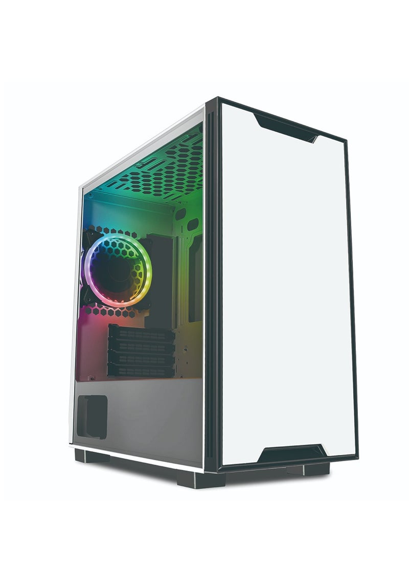 Gasin - Desktop Computer Case, Chassis, White, Gaming Computer Case, RGB Fans，Tempered Glass,  MATX - Image 1