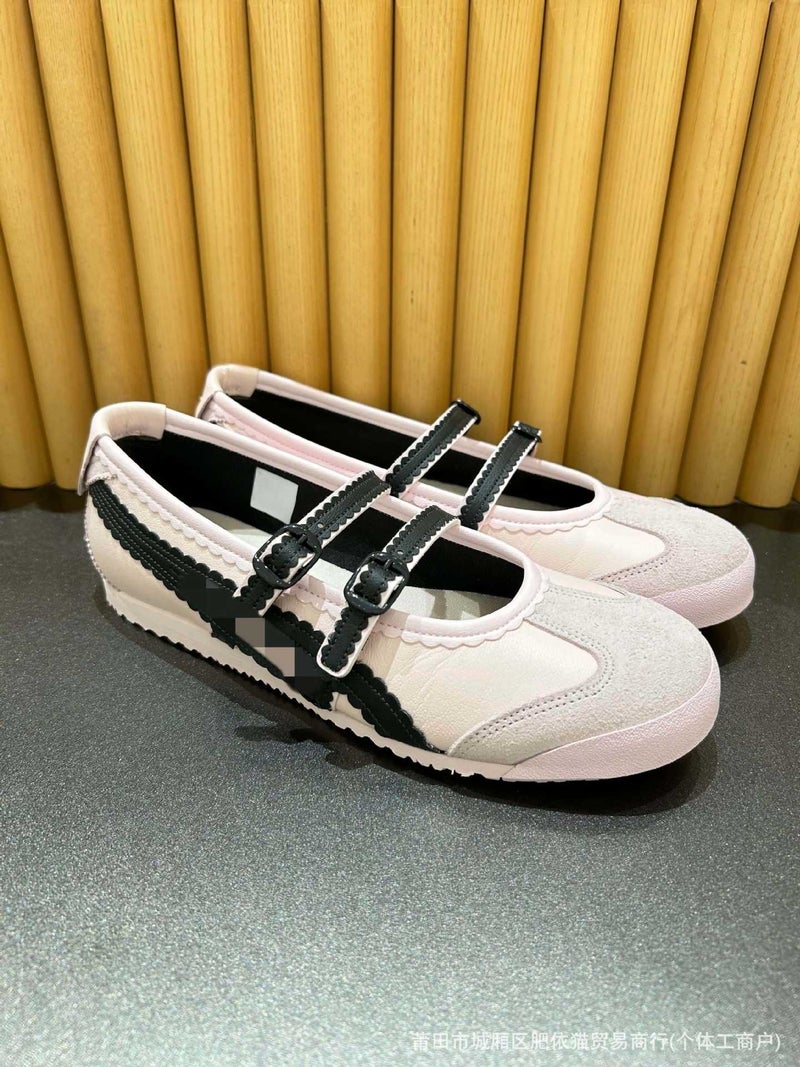 Tiger TGRS Mary Jane Ballet Flats for Women - Calfskin Leather, Low Heel, Round Toe, Sparkle Princess Style, Lightweight Casual Shoes