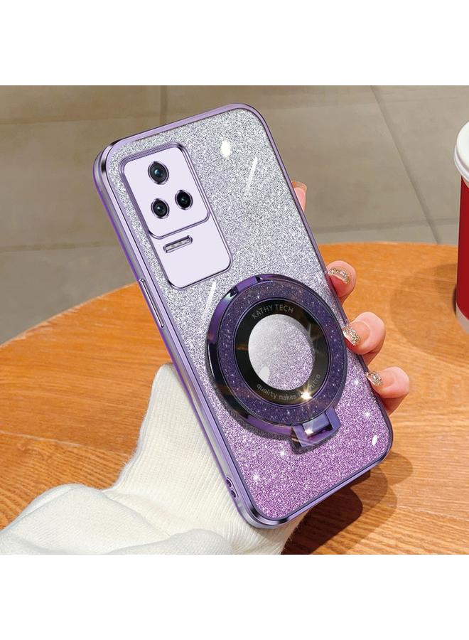 اس-توب جراب لهاتف Redmi K40S، جراب دائري من مادة TPU بحامل لامع متدرج مطلي - Image 1