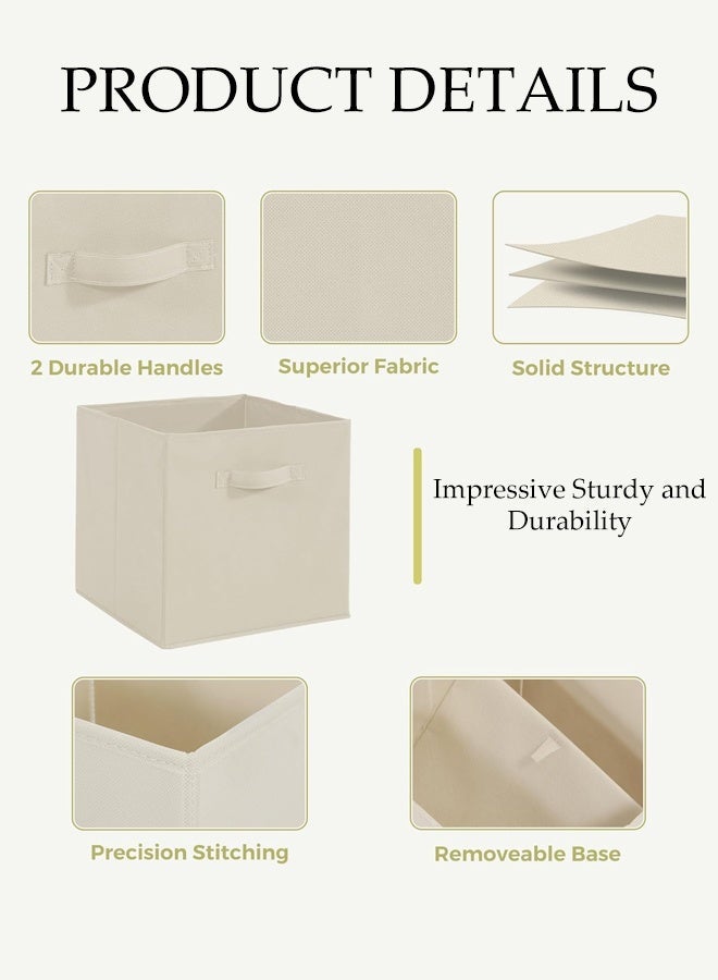 DUNISO Collapsible Fabric Storage Cubes Organizer with Handles,Set of 6 Beige Storage Cubes  Fabric Bins with Handles for Clothes Toys Books Organization(30x30x30 cm) - Image 4
