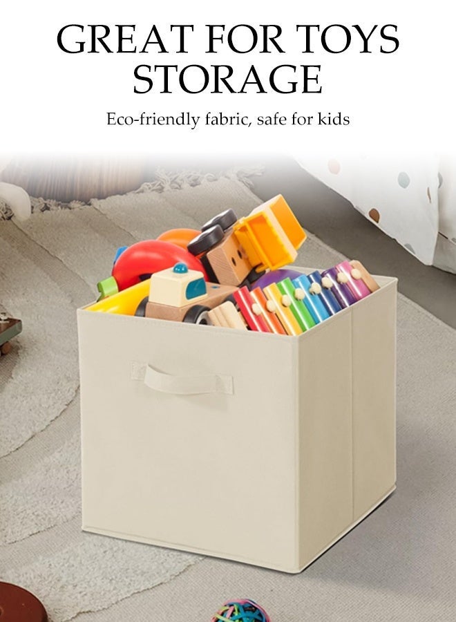 DUNISO Collapsible Fabric Storage Cubes Organizer with Handles,Set of 6 Beige Storage Cubes  Fabric Bins with Handles for Clothes Toys Books Organization(30x30x30 cm) - Image 5