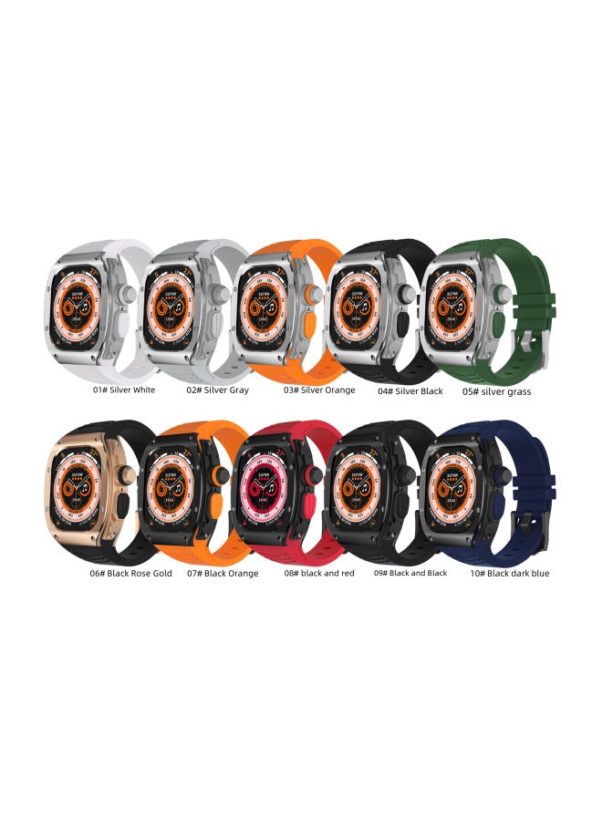 New For Apple Watch Apple Ultra Case Stainless Steel Case Integrated Case Silicone Strap - Image 2