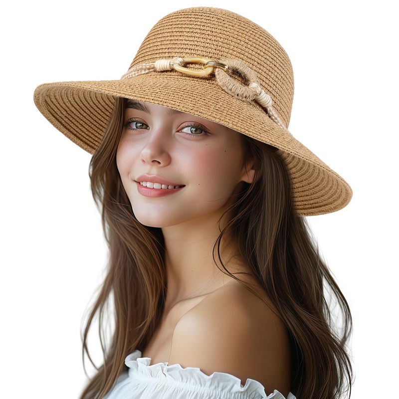 Pleneal Beach Hats for Women, Straw Hat for Women UPF 50+ UV Sun Protection Sun Hat - Image 1
