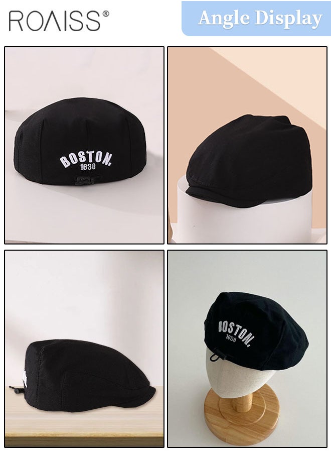 roaiss Adjustable Children's Beret, Sun Protection Breathable Spring Autumn Peaked Cap for Boys and Girls Age 2-6, Black  - Image 2