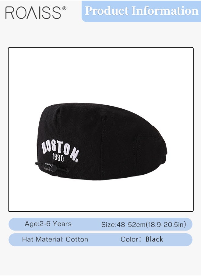 roaiss Adjustable Children's Beret, Sun Protection Breathable Spring Autumn Peaked Cap for Boys and Girls Age 2-6, Black  - Image 3