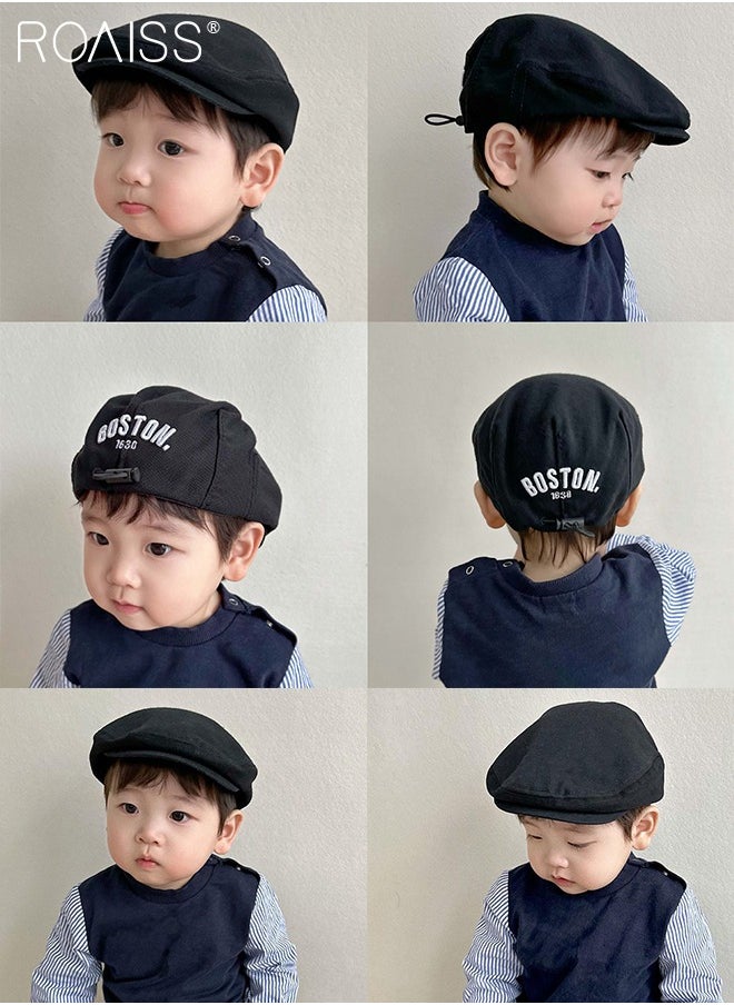 roaiss Adjustable Children's Beret, Sun Protection Breathable Spring Autumn Peaked Cap for Boys and Girls Age 2-6, Black  - Image 5